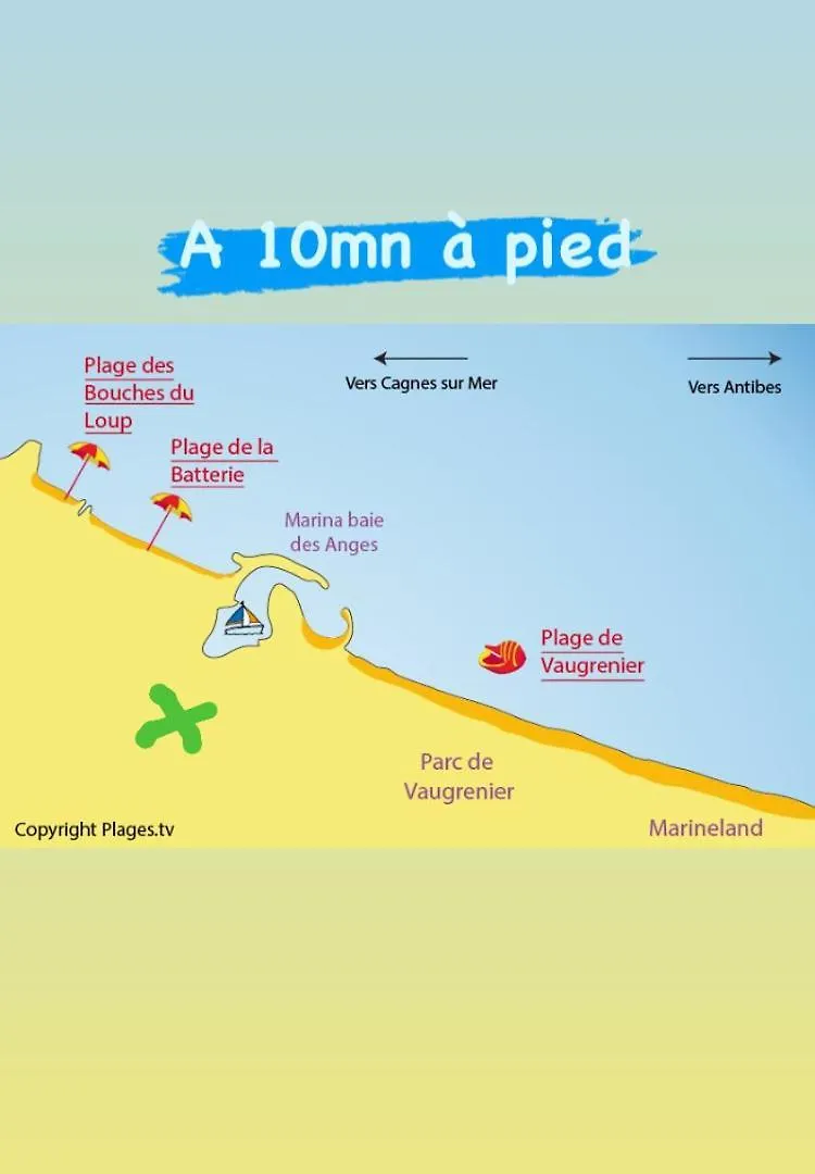 2 pièces rez-de-jardin dans maison avec piscine Villeneuve-Loubet Francia
